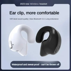 SK GD28 Bone Conduction TWS Headphones Bluetooth V5.3 Ear Clip Lightweight Business Sports Game Headset with Mic Noise Reduction