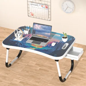 Extra Large Foldable Laptop Table with Cup Holder – Portable Bed Desk for Work, Study & Home Use