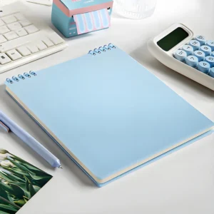 Durable Blue Binder Notebook Plastic Wire Bound Smooth Writing Paper Refillable for School Office College