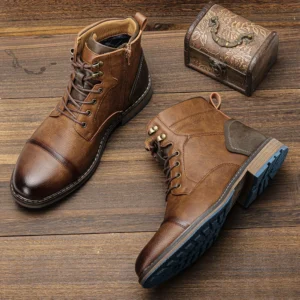 Retro Men’s Ankle Boots – Outdoor Casual Leather Style Durable Anti-Slip Fashion Boots