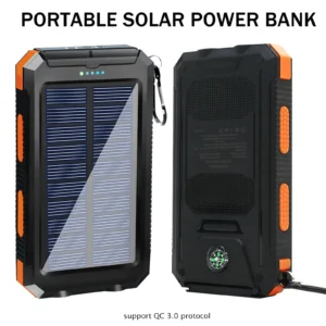 Solar Power Bank 20000mAh – Portable Charger with Dual USB & LED Light (Outdoor Ready)