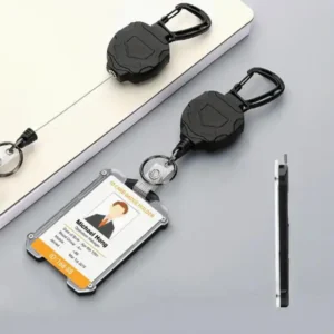 Heavy Duty Retractable Badge Holder with Card Cover Credit Card Bus Pass Case ID Clip Reel for Work Office School Supplies