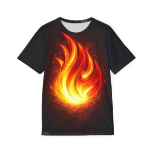 Flaming Fire Men's Sports Jersey — Bold All-Over-Print Athletic Tee