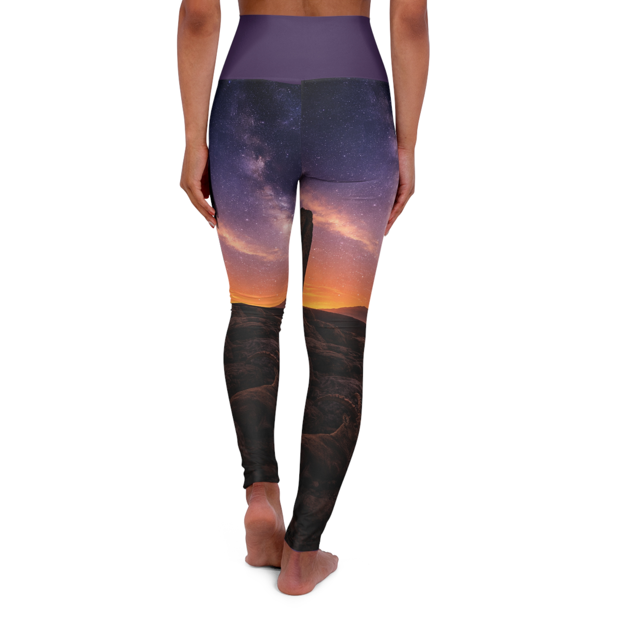 Capricorn Constellation High-Waist Yoga Leggings — Sunset Goat Starry Sky Print - Image 2