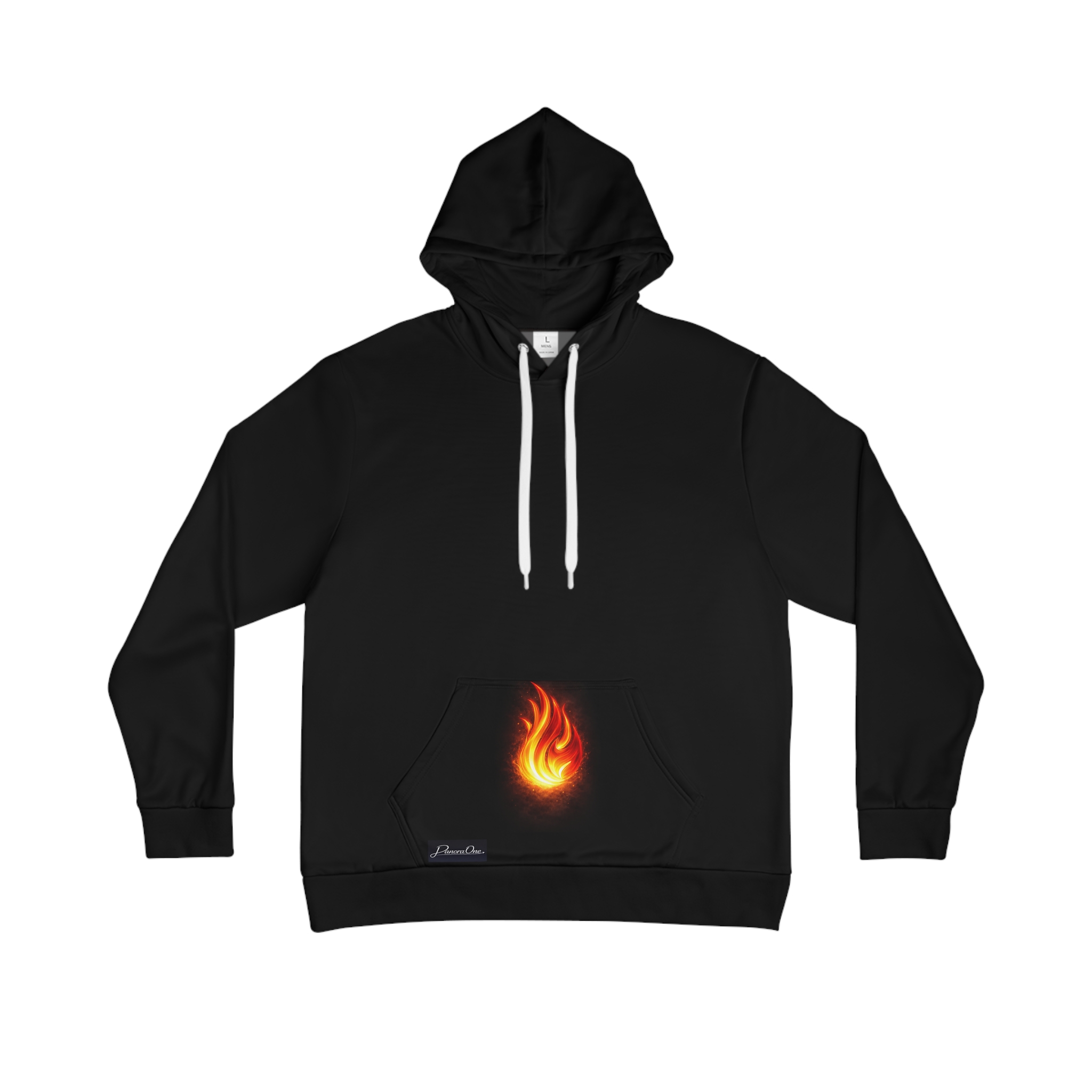 Flame Emblem Hoodie — Minimal Black Fire Back Print - Image 2