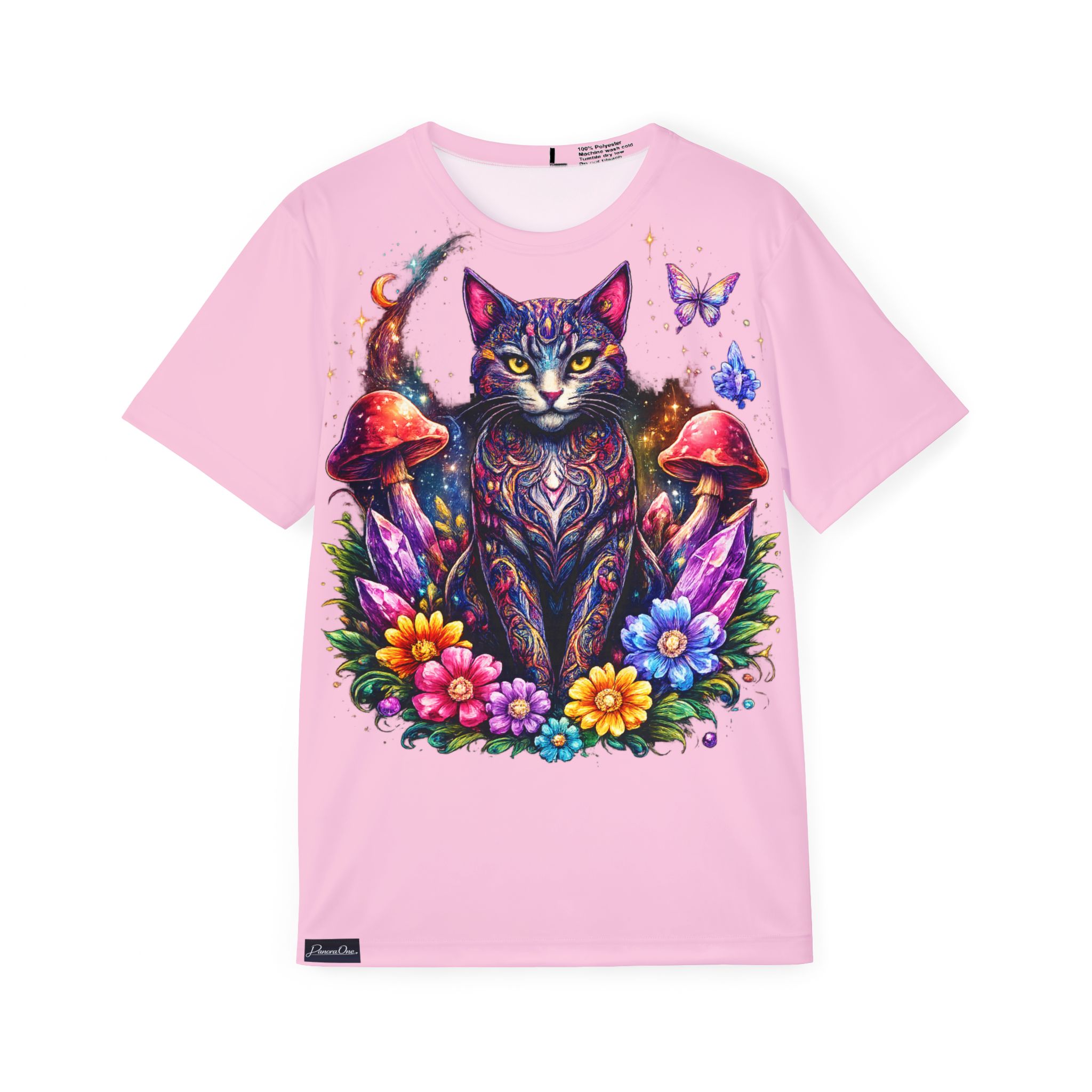 Mystic Cat Floral Graphic T-Shirt – Psychedelic Fantasy Art