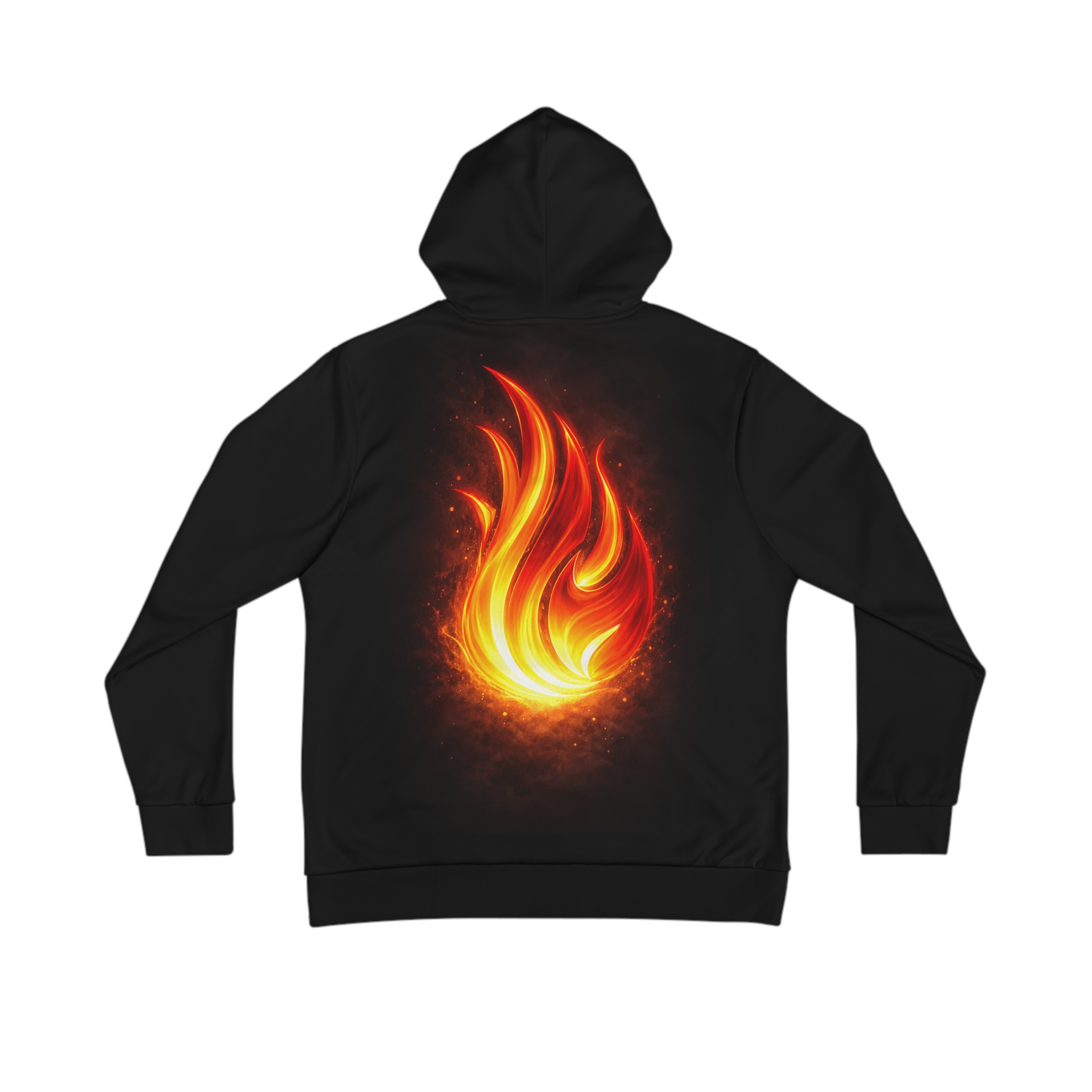 Flame Emblem Hoodie — Minimal Black Fire Back Print