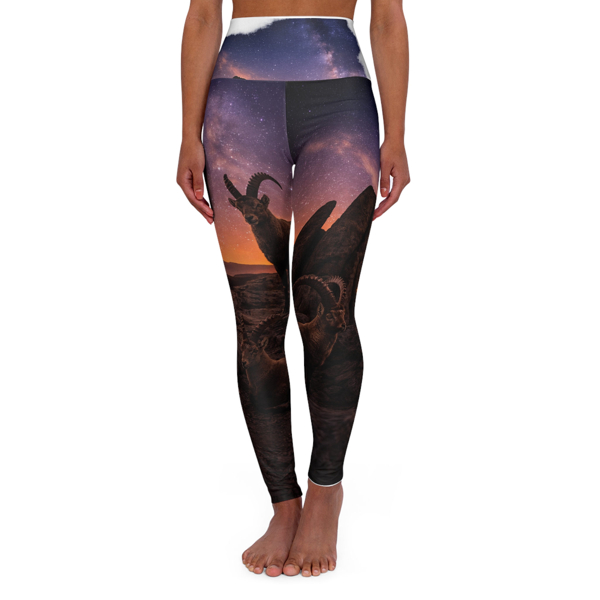 Yoga Leggings - High Waisted Sunset Milky Way Landscape Print