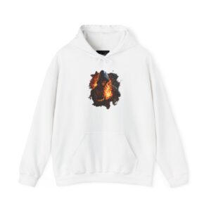 Fire Hand Hoodie — Dark Flame Graphic Unisex Pullover Sweatshirt