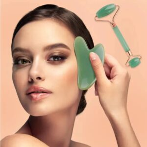 2-in-1 Jade Roller & Gua Sha Facial Massage Set – Skin Lifting, Anti-Wrinkle & Puffiness Relief Tool