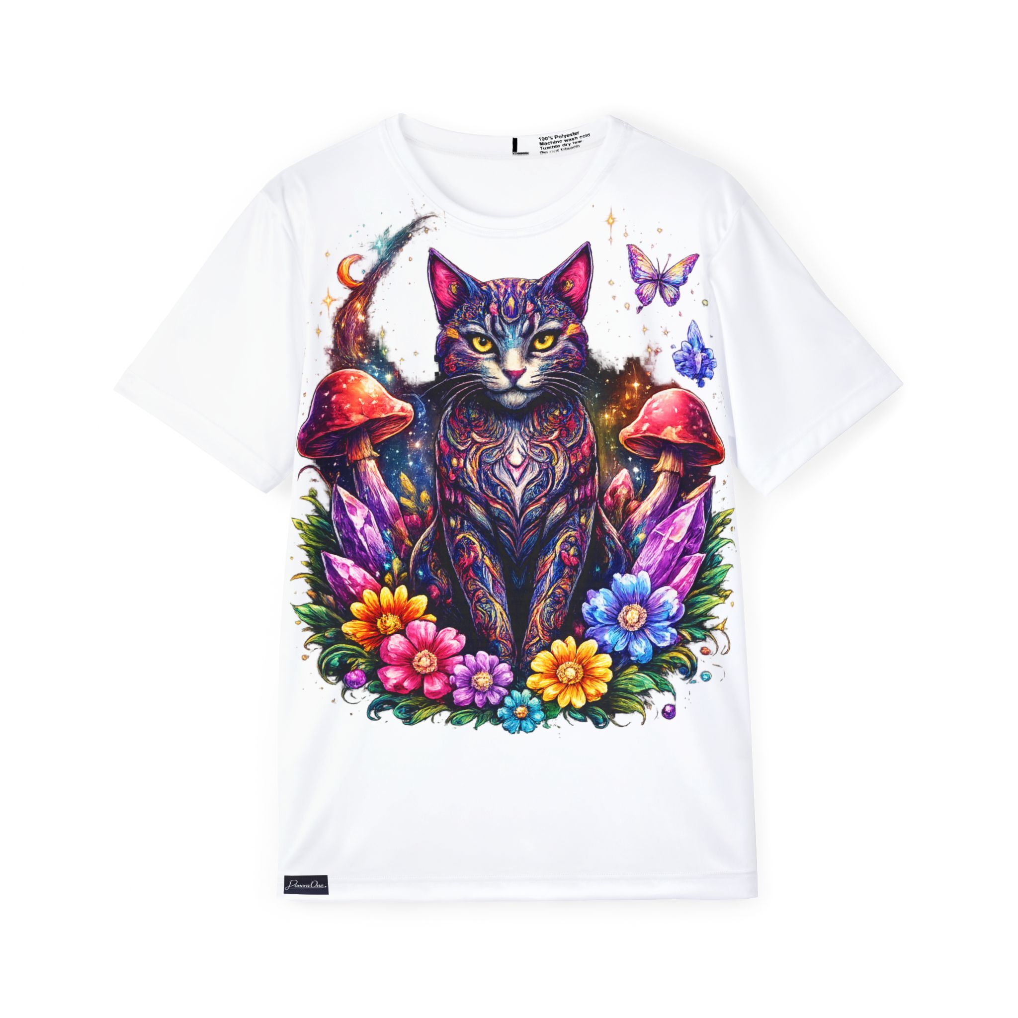 Mystic Cat Floral Graphic T-Shirt – Psychedelic Fantasy Art