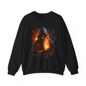 Fire Mage Hoodie Graphic Sweatshirt-Flaming Orb Crewneck