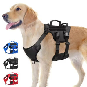 Tactical Dog Harness No-Pull Adjustable Reflective Service Vest with Handle for Large Dogs