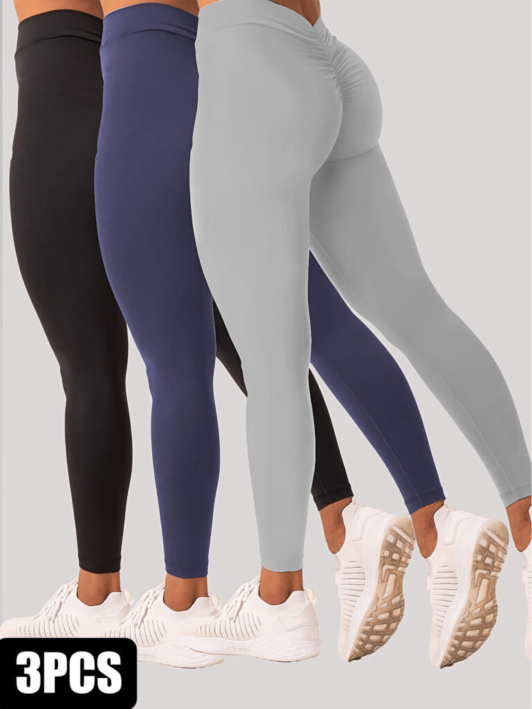 3 Pack Women's High Waist Yoga Leggings – Stretchy Tummy Control Fitness Workout Pants