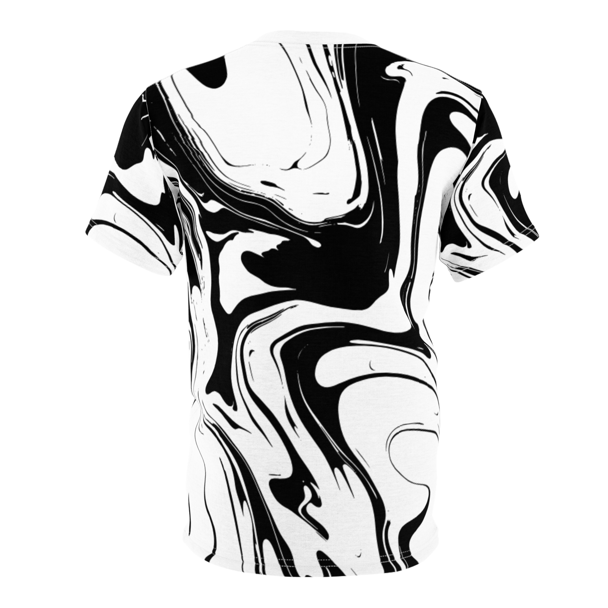 Marble Swirl Tee — Black & White All-Over Print T-Shirt - Image 3