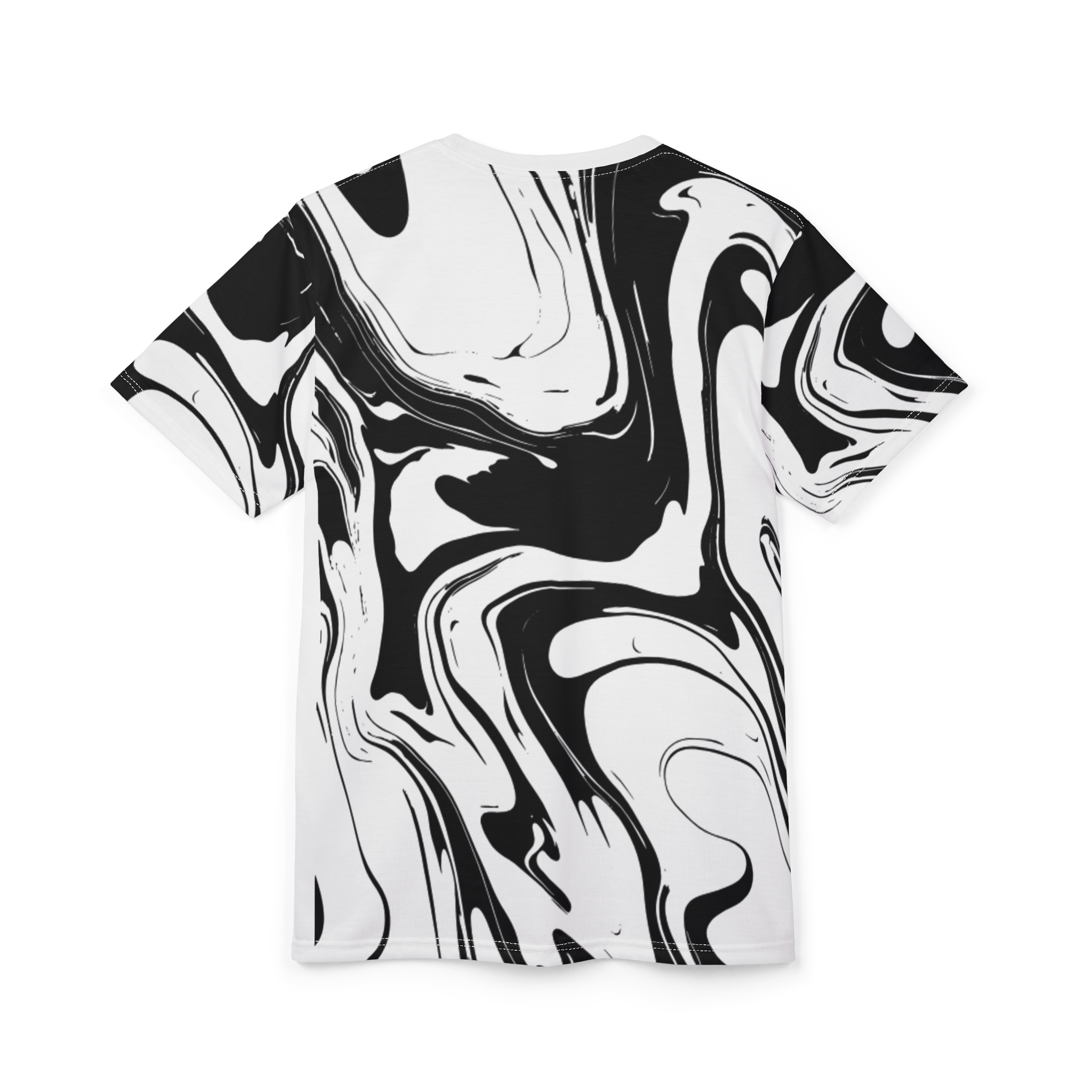 Marble Swirl Tee — Black & White All-Over Print T-Shirt - Image 4