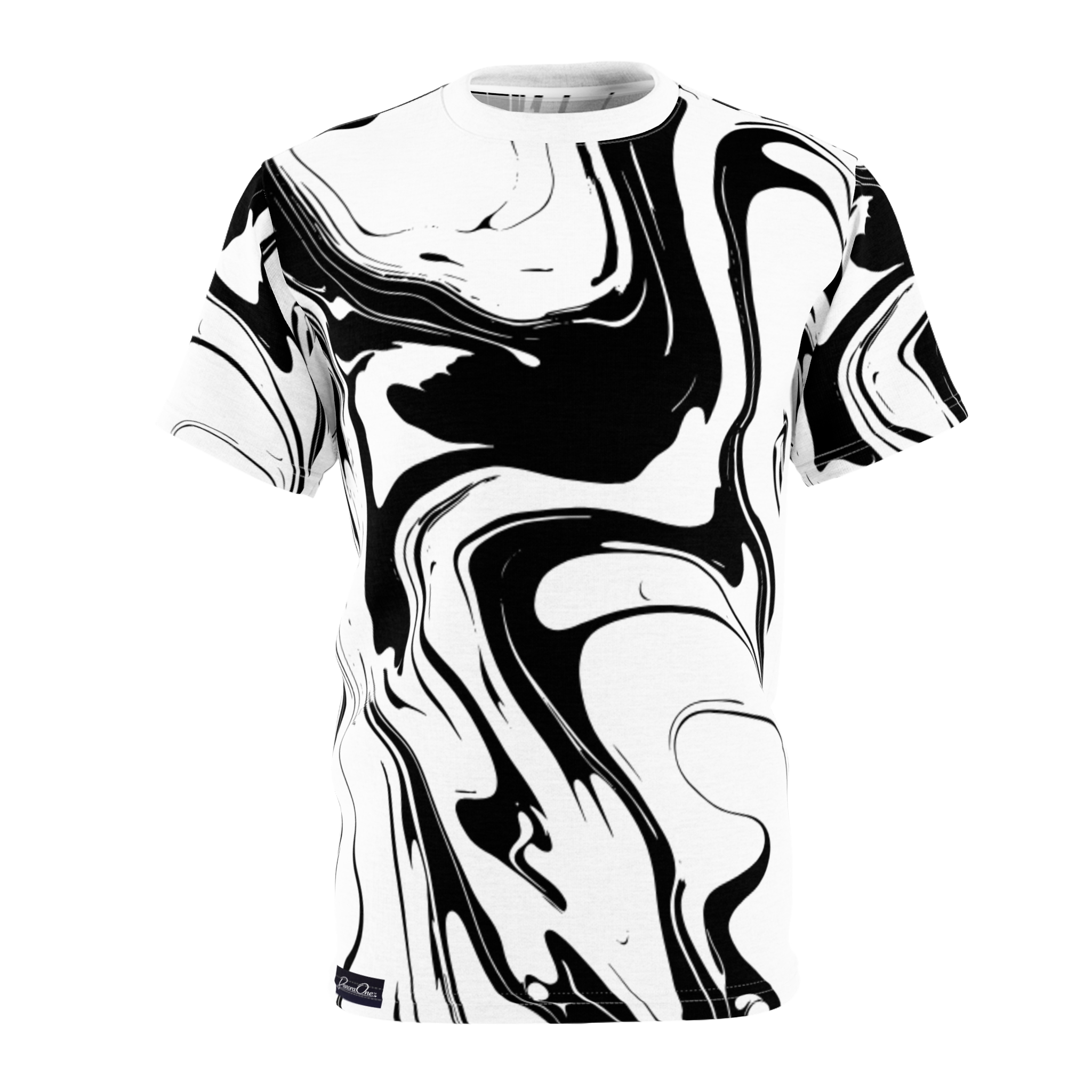 Marble Swirl Tee — Black & White All-Over Print T-Shirt