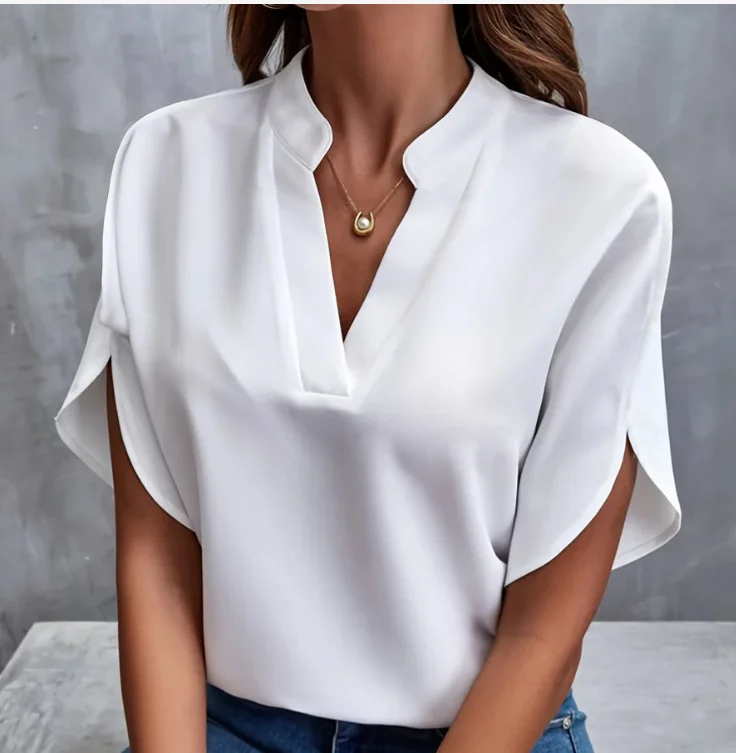 Women's Short-Sleeve V-Neck Blouse