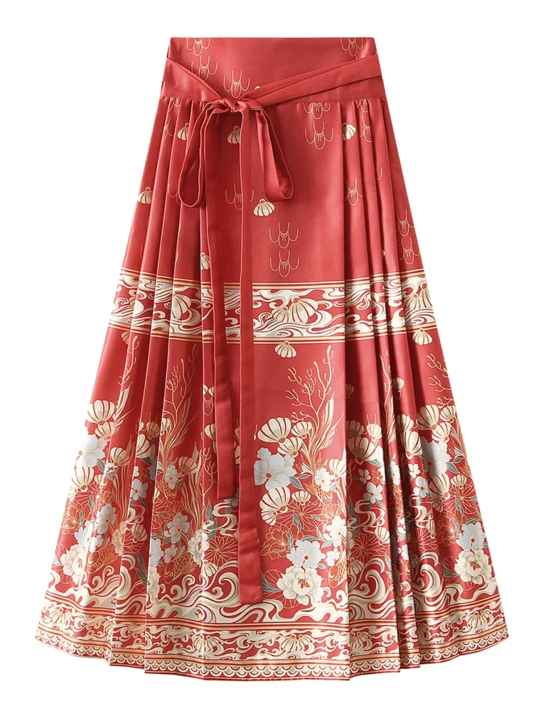 Women's Horse Print Pleated Maxi Skirt