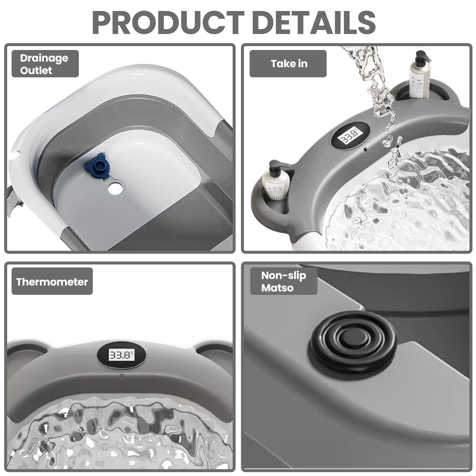 Foldable Baby Bathtub with Thermometer - Image 3