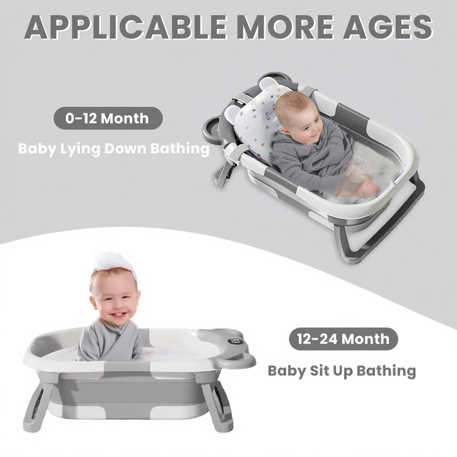 Foldable Baby Bathtub with Thermometer - Image 2