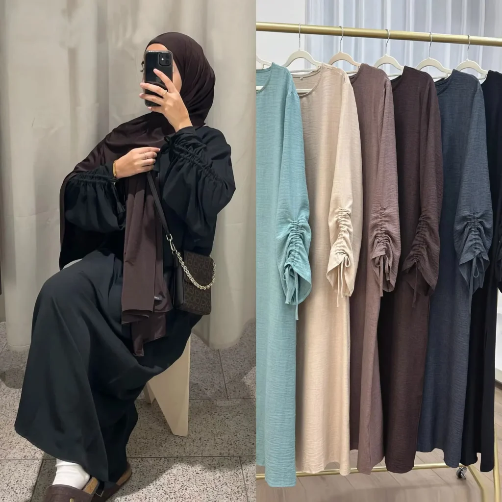 Women's Lace-Up Modest Abaya Dress