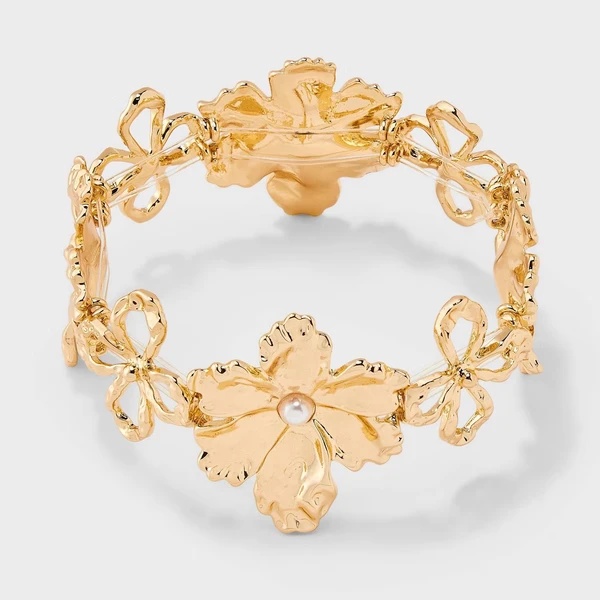 Gold-Tone Floral Stretch Bracelet