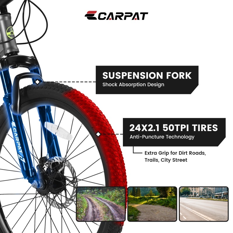 24-Inch 21-Speed Mountain Bike with Dual Disc Brakes - Image 3