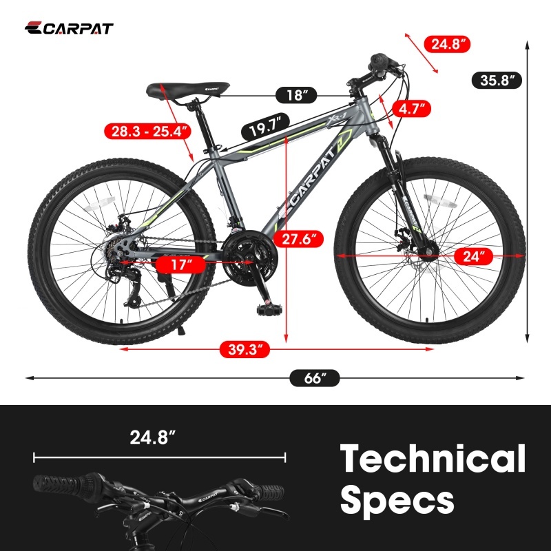 24-Inch 21-Speed Mountain Bike with Dual Disc Brakes - Image 7