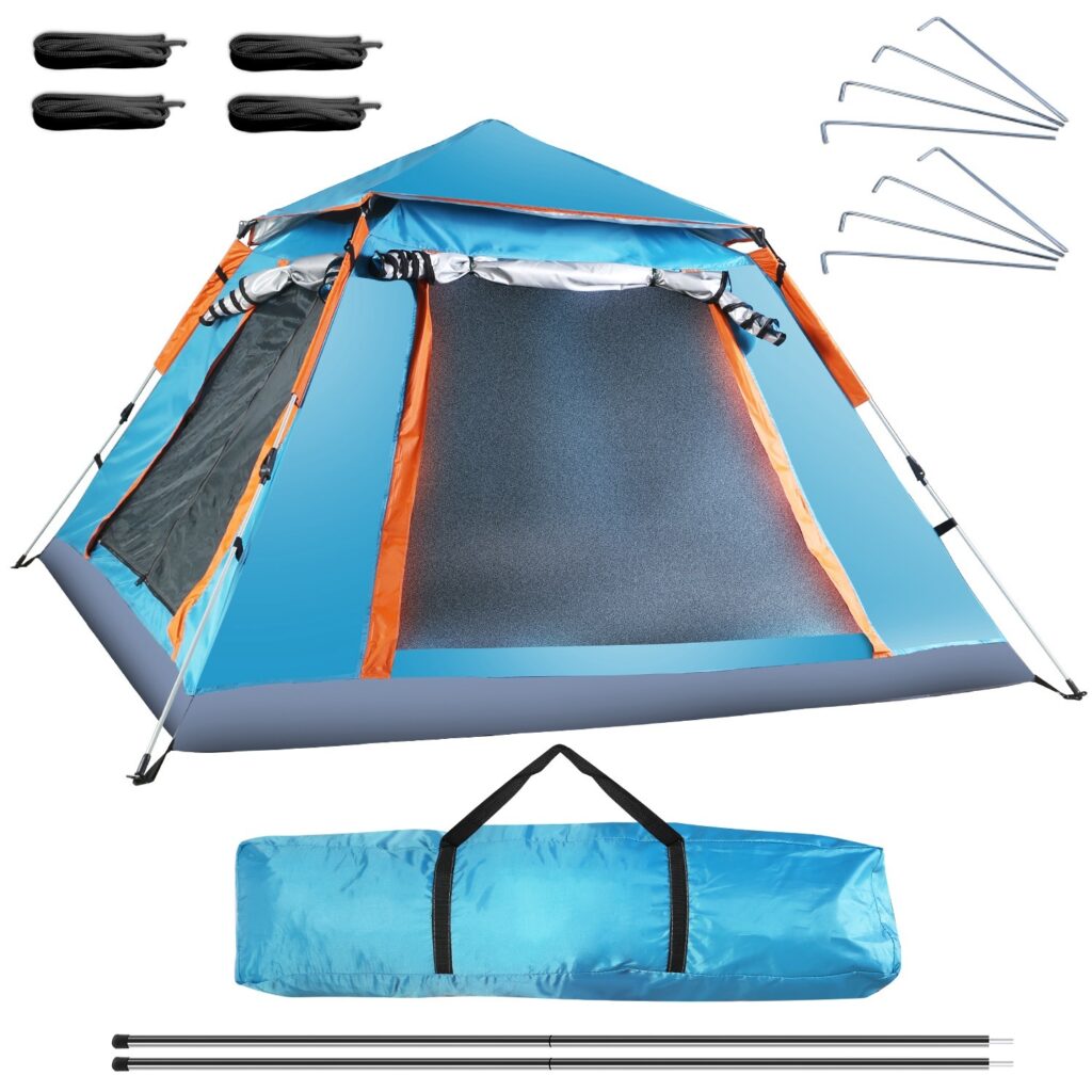 1Pc 4-5 Person Camping Tent With 2 Mosquito Nets Windows Carry Bag Waterproof 7.05x7.05x4.46ft For Hiking Climbing Adventure Fishing Fedex Shipping