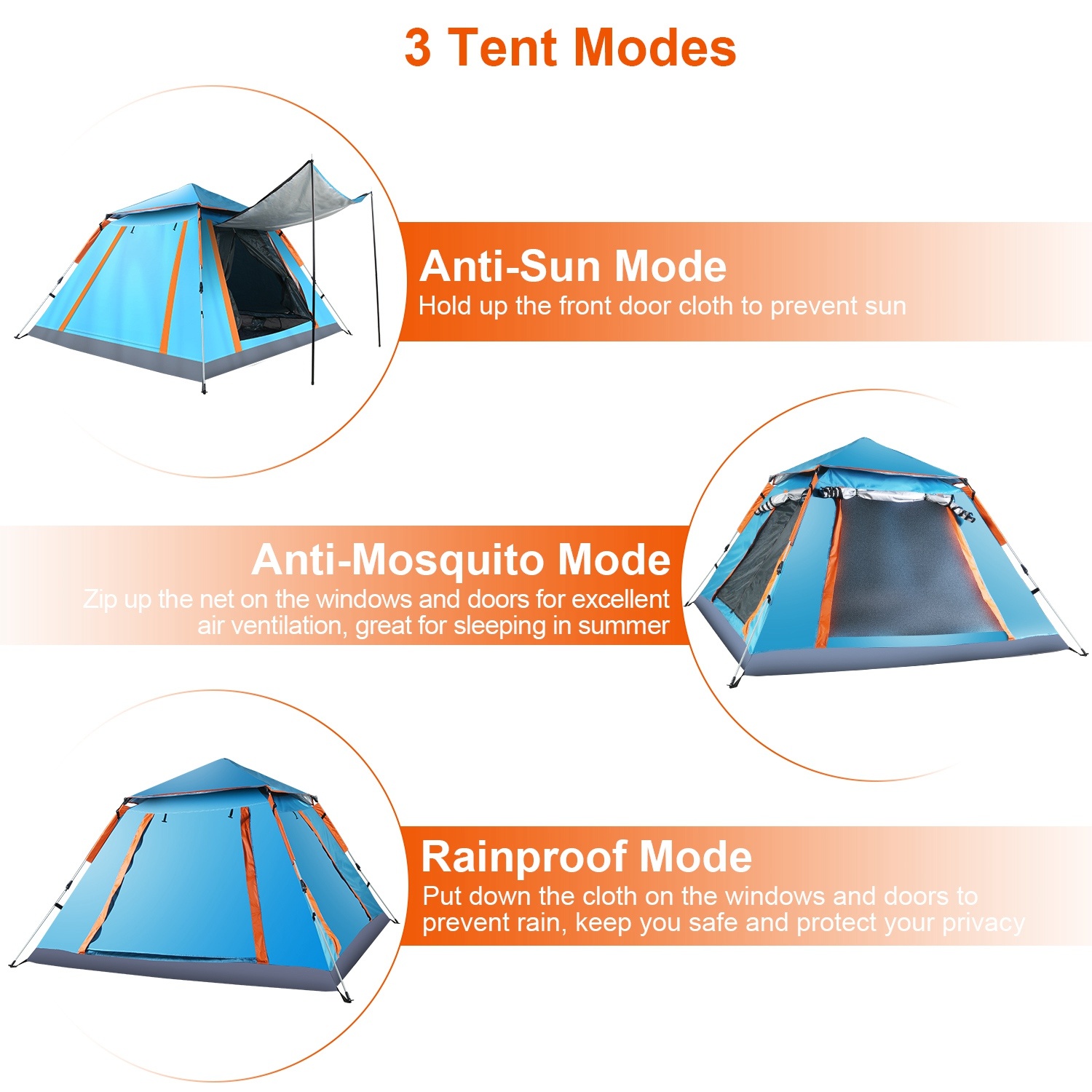 1Pc 4-5 Person Camping Tent With 2 Mosquito Nets Windows Carry Bag Waterproof 7.05x7.05x4.46ft For Hiking Climbing Adventure Fishing Fedex Shipping - Image 10
