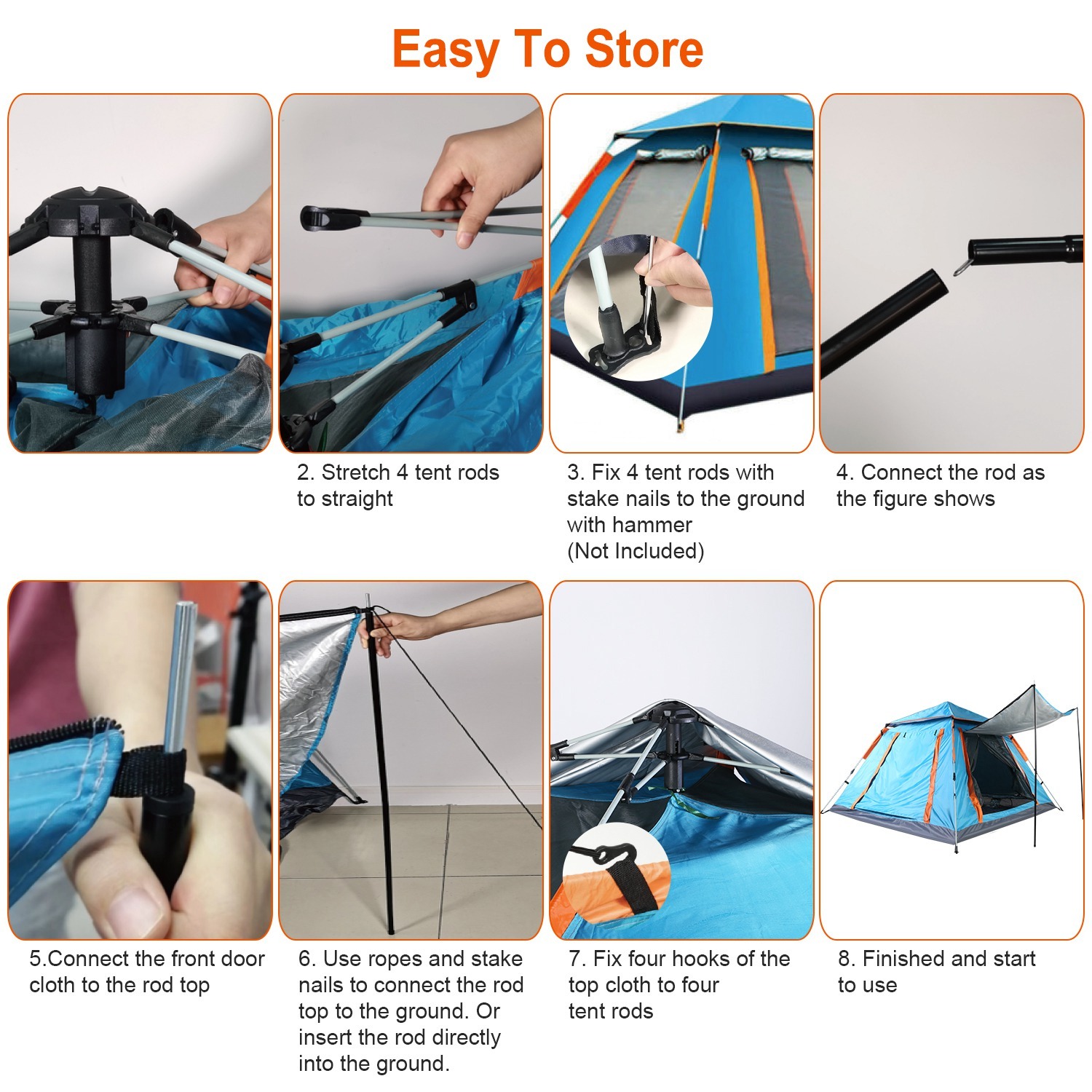 1Pc 4-5 Person Camping Tent With 2 Mosquito Nets Windows Carry Bag Waterproof 7.05x7.05x4.46ft For Hiking Climbing Adventure Fishing Fedex Shipping - Image 6