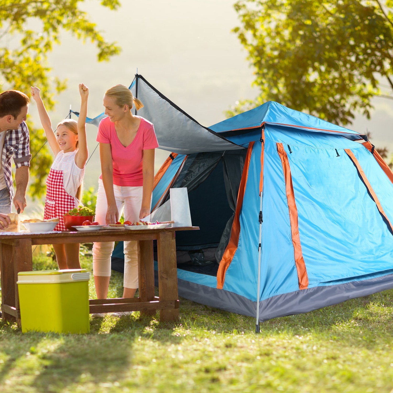 1Pc 4-5 Person Camping Tent With 2 Mosquito Nets Windows Carry Bag Waterproof 7.05x7.05x4.46ft For Hiking Climbing Adventure Fishing Fedex Shipping - Image 7