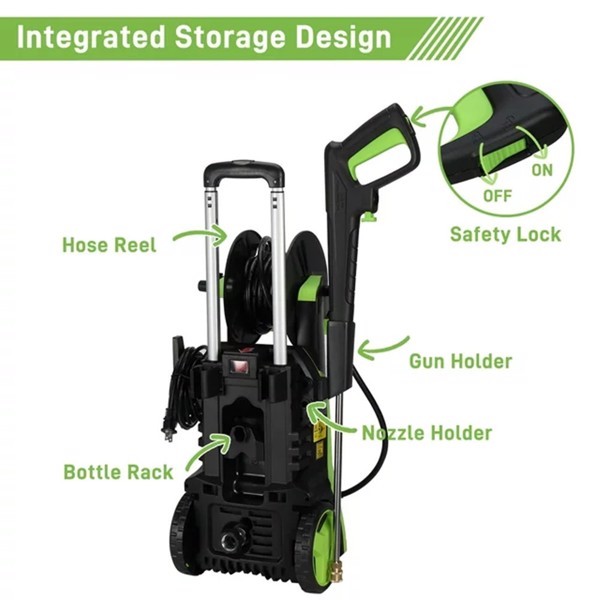 Electric Pressure Washer – 1800W, 3800 PSI, with Hose Reel & 4 Nozzles - Image 4