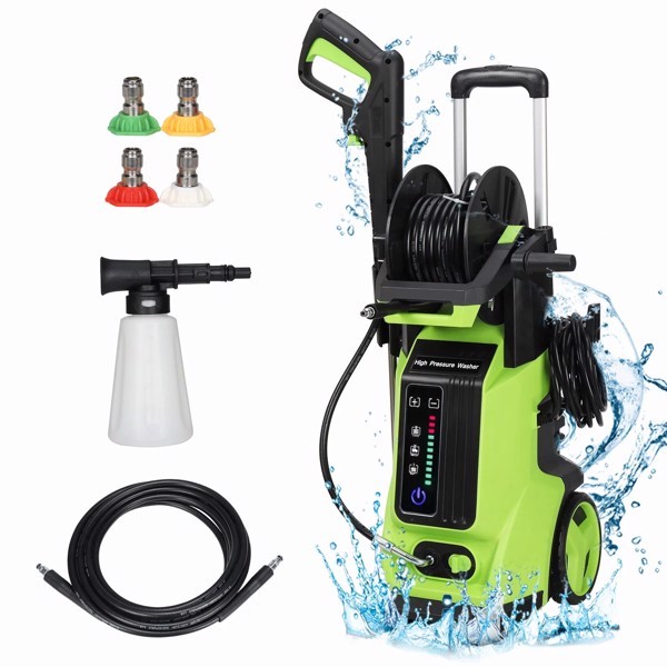 Electric Pressure Washer – 1800W, 3800 PSI, with Hose Reel & 4 Nozzles