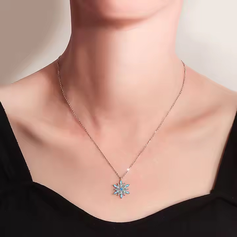 Silver-Tone Snowflake Pendant Necklace - Image 4