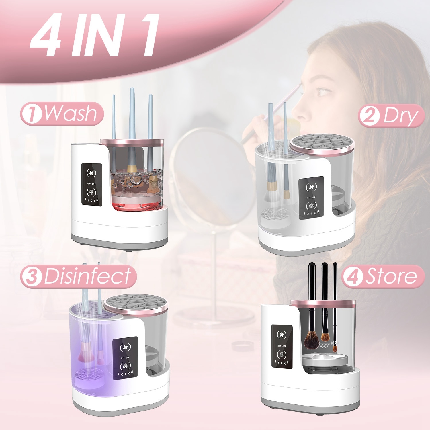 4-in-1 Electric Makeup Brush Cleaner & Dryer - Image 4
