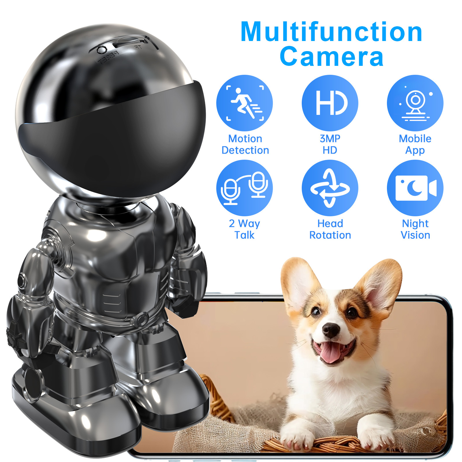 Smart Robot Wi-Fi Security Camera – 3MP - Image 4