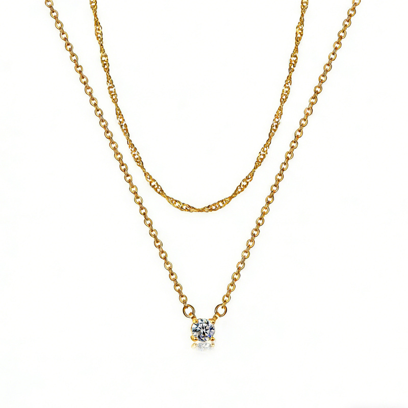 Gold-Plated Solitaire Pendant Necklace