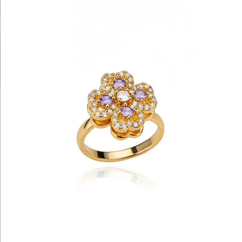 Adjustable Gold-Tone Clover Ring