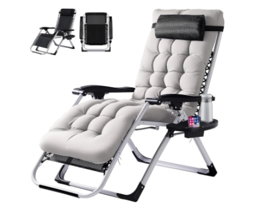 Zero Gravity Reclining Patio Chair with Cup Holder & Cushion
