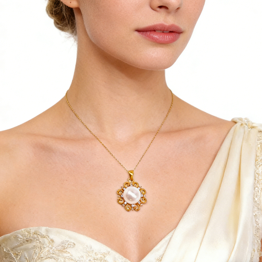 Gold-Tone Sun Pendant Necklace