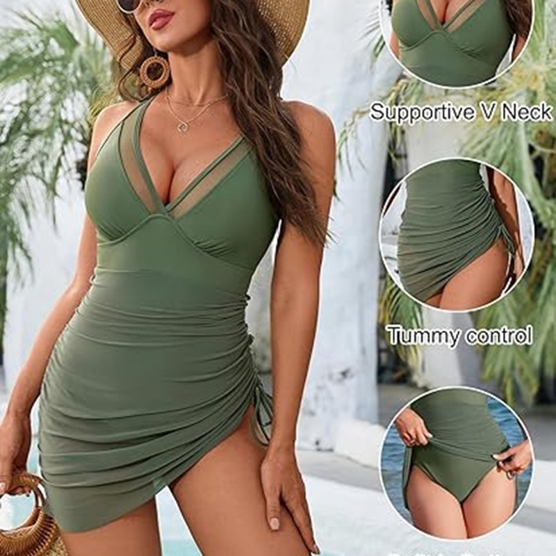 Women's One-Piece Tummy Control Swimsuit with Sarong Wrap - Image 6