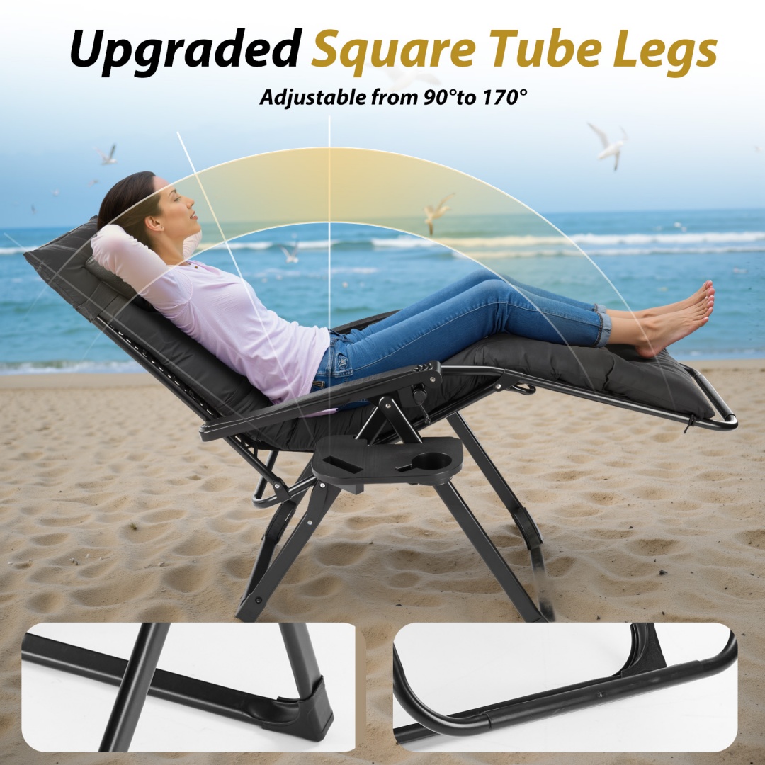 Zero Gravity Reclining Patio Chair with Cup Holder & Cushion - Image 10