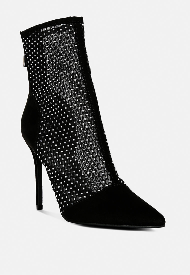 Jazz Rhinestone Embellished Mesh Stiletto Boots - Image 3
