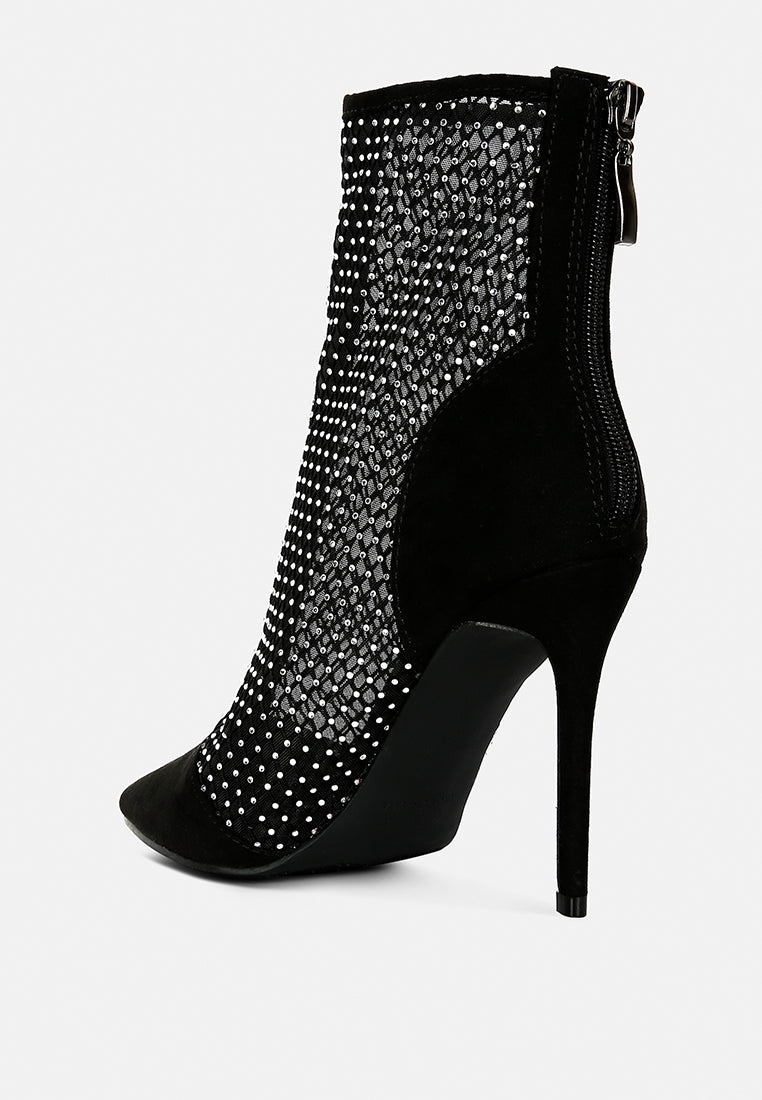 Jazz Rhinestone Embellished Mesh Stiletto Boots - Image 4