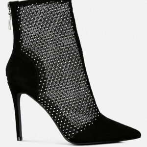 Jazz Rhinestone Embellished Mesh Stiletto Boots