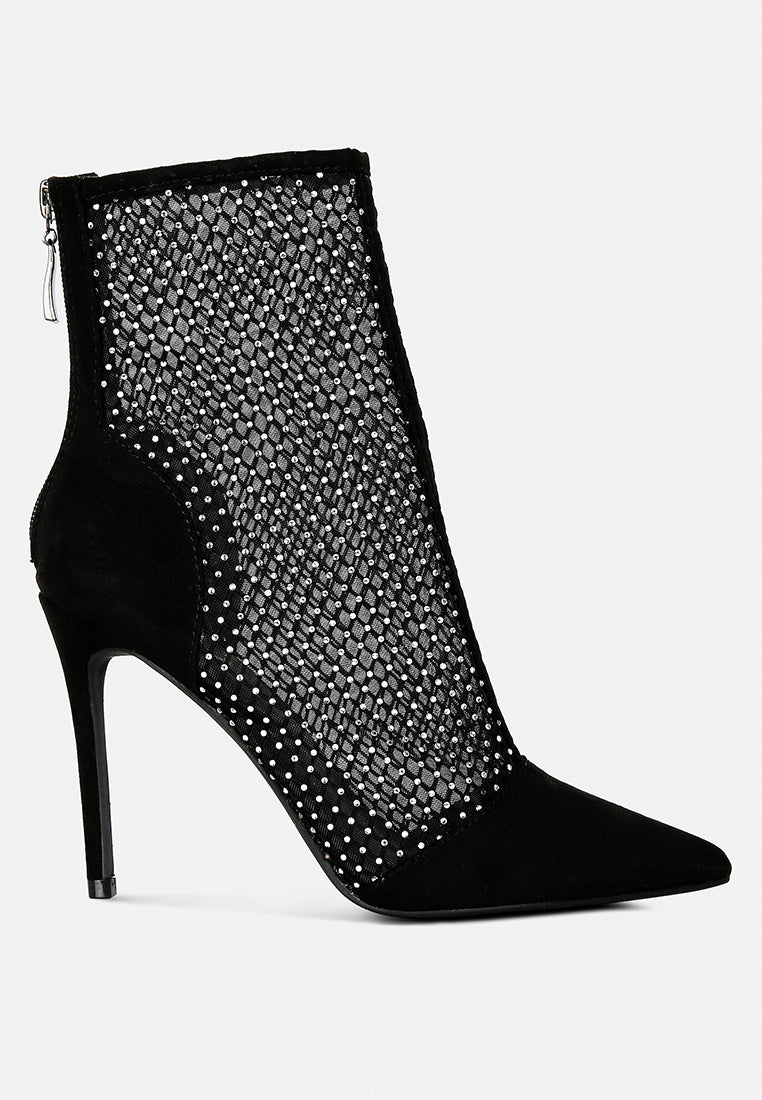 Jazz Rhinestone Embellished Mesh Stiletto Boots - Image 7