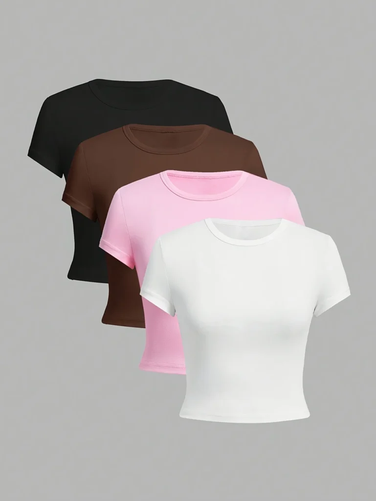 Women's Casual T-Shirt Set – 4 Pieces